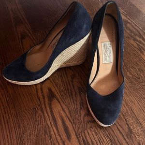 Navy Suede Ferragamo Espadrille